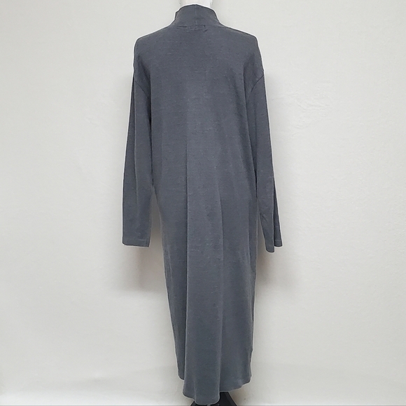 RARE Vintage 90s J. Crew Grey Cotton Mock Neck Long Sleeve Midi Sweater Dress L - Picture 10 of 13